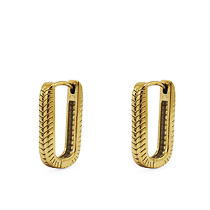 Roestvrij stalen (RVS) Stainless steel oorbellen / oorstekers ovaal Gold