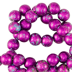 Kralen keramiek 8mm Metallic purple-blue