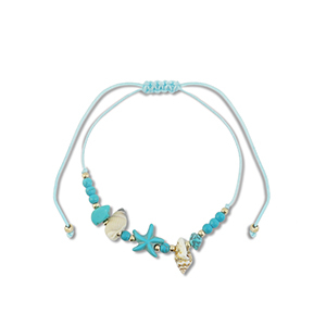 Trendy armbanden mixed beads Turquoise-gold