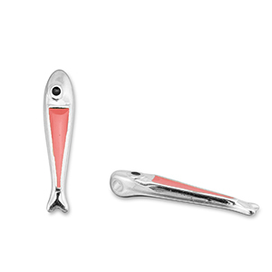 Bedels DQ metaal vis Coral red-Antiek zilver (nikkelvrij)