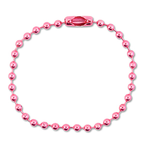 Gekleurde onderdelen ball chain met slotje Shiny pink