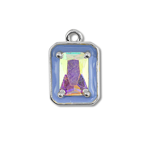 Brass TQ metaal bedels rechthoek Silver-blue-AB coating