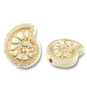 Acryl kralen schelp Off white-gold