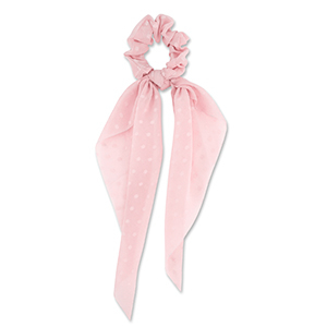 Scrunchies haarelastiek met lint dots Light peach pink