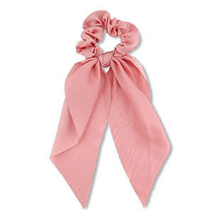 Scrunchies haarelastiek met lint Coral pink