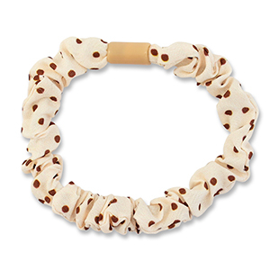 Scrunchies haarelastiek dots Off white-brown