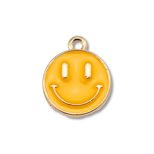 Bedels metaal enamel smiley Gold-light orange