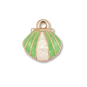 Bedels metaal enamel schelp Gold-light green-white