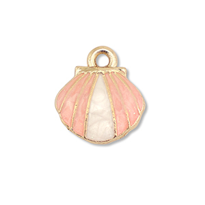 Bedels metaal enamel schelp Gold-light pink-white