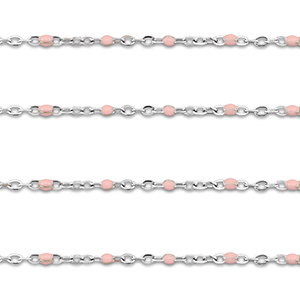 Roestvrij stalen (RVS) Stainless steel onderdelen jasseron 1mm Silver-light pink