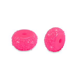 Resin kralen rondellen 12mm Neon pink