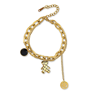 Roestvrij stalen (RVS) Stainless steel armbanden beer Gold