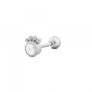 Roestvrij stalen (RVS) Stainless steel oorpiercing rond met bollen Silver