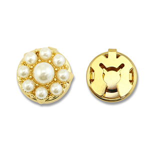Eco-brass&reg; metaal button covers parels Gold-white