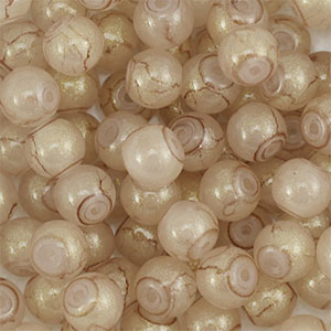 4 mm glaskralen met glitters Beige-gold
