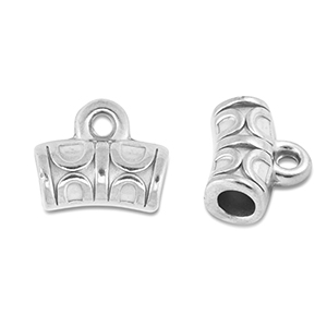 Roestvrij stalen (RVS) Stainless steel kralen tube met oogje Silver