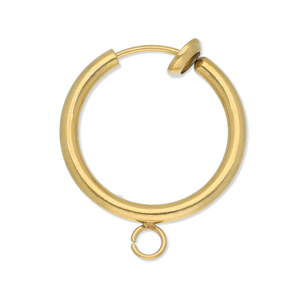 Roestvrij stalen (RVS) Stainless steel onderdelen clipoorbellen creolen met oogje 16mm Gold