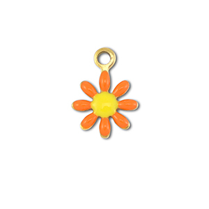 Roestvrij stalen (RVS) Stainless steel bedels bloem Gold-orange-yellow