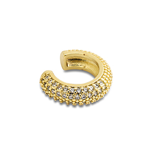 Roestvrij stalen (RVS) Stainless steel oorbellen ear cuff met zirkonia Gold-crystal