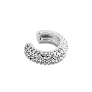 Roestvrij stalen (RVS) Stainless steel oorbellen ear cuff met zirkonia Silver-crystal