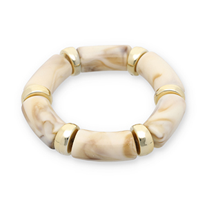 Resin armbanden Gold-off white-beige