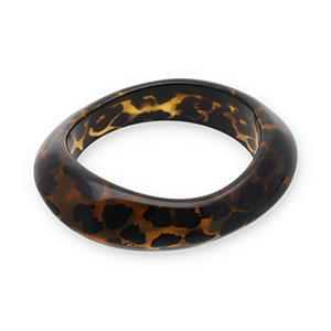 Resin armbanden bangle met luipaardprint Transparent amber brown