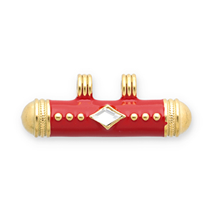Roestvrij stalen (RVS) Stainless steel message bead bedels Gold-red-transparent