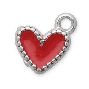 Roestvrij stalen (RVS) Stainless steel bedels hart Silver-red