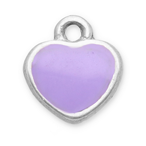 Roestvrij stalen (RVS) Stainless steel bedels hart Silver-lilac