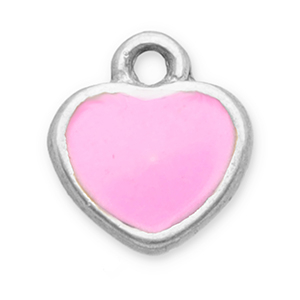 Roestvrij stalen (RVS) Stainless steel bedels hart Silver-pink