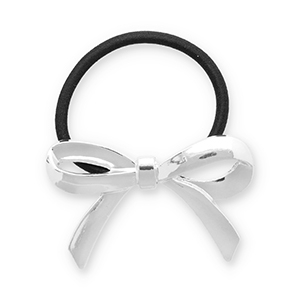 Haaraccessoires haarelastiek met metaal strik Silver-black