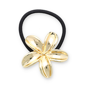 Haaraccessoires haarelastiek met metaal bloem Gold-black