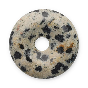 Natuursteen hangers dalmatian stone donut 16mm Greige-black-brown