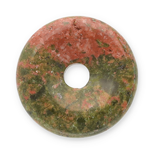 Natuursteen hangers agaat donut 16mm Red-olive green