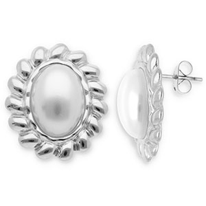 Roestvrij stalen (RVS) Stainless steel oorbellen / oorstekers ovaal Silver-white