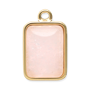 Roestvrij stalen (RVS) Stainless steel bedels natuursteen rechthoek Gold-pink