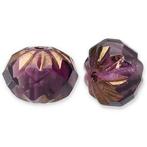 Czech kralen FPB rond 10x7mm Amethyst-bronze