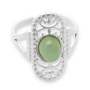 Roestvrij stalen (RVS) Stainless steel ringen met natuursteen Silver-jade green