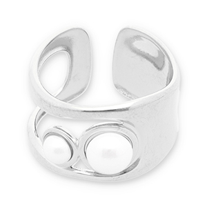 Roestvrij stalen (RVS) Stainless steel ringen parels Silver-white