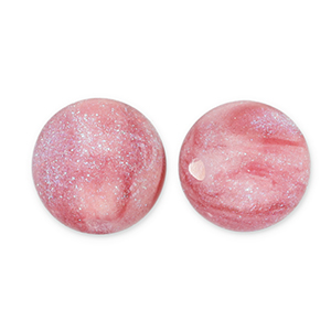 12 mm acryl kralen met glitter Pink-turquoise