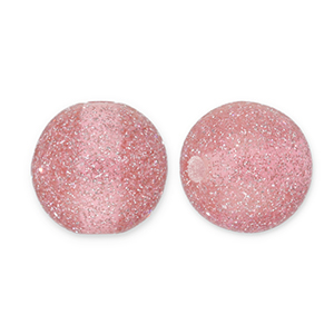 12 mm acryl kralen met glitter Mauve pink-silver