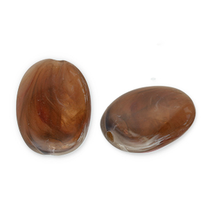 Acryl kralen ovaal Brown-white