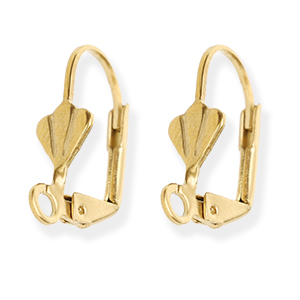 Roestvrij stalen (RVS) stainless steel onderdelen sluitbare oorhangers schelp met oogje Gold