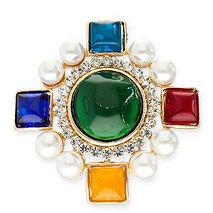 Statement broches ruit Gold-multicolour