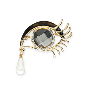 Statement broches met oogje oog met traan Gold-black-white-transparent