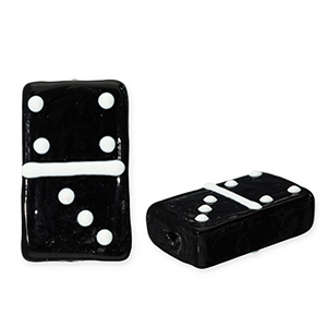 Glaskralen domino steen Black-white