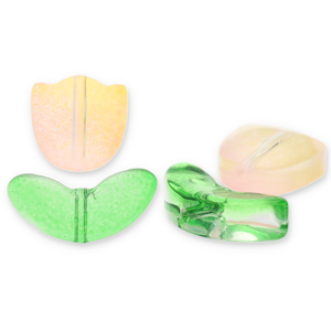 Glaskralen tulp Peach pink-green