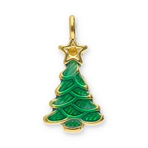 Roestvrij stalen (RVS) Stainless steel bedels kerstboom Gold-green