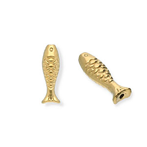 Roestvrij stalen (RVS) Stainless steel kralen vis Gold