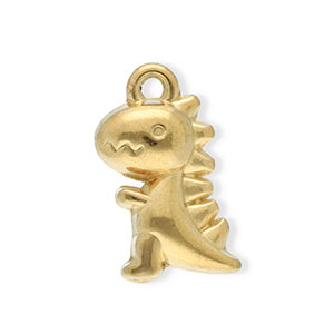 Roestvrij stalen (RVS) Stainless steel bedels dinosaurus Gold